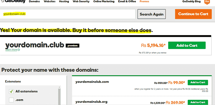 Buy domain name on godaddy Domainhostcoupon