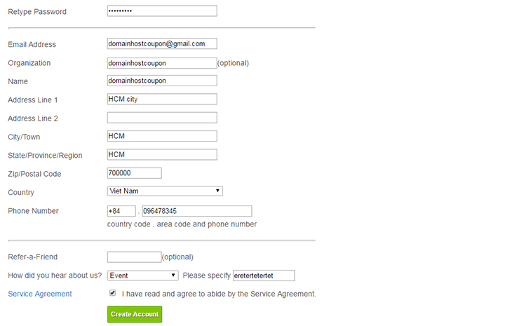Fill the form on Dynadot