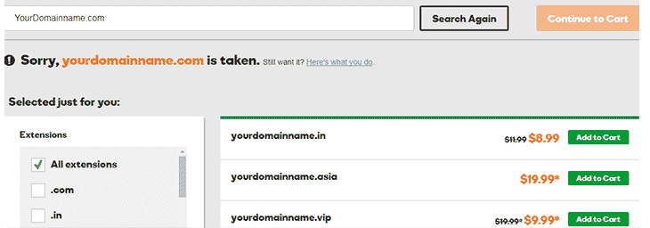 Buy Domain at Godaddy