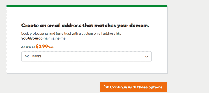 Next Page when buying Domain on Godaddy