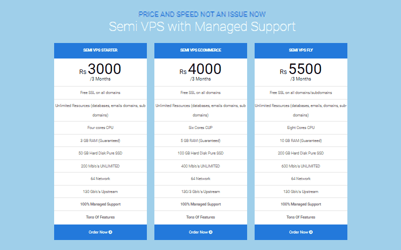 Semi VPS with Managed Support Pricing