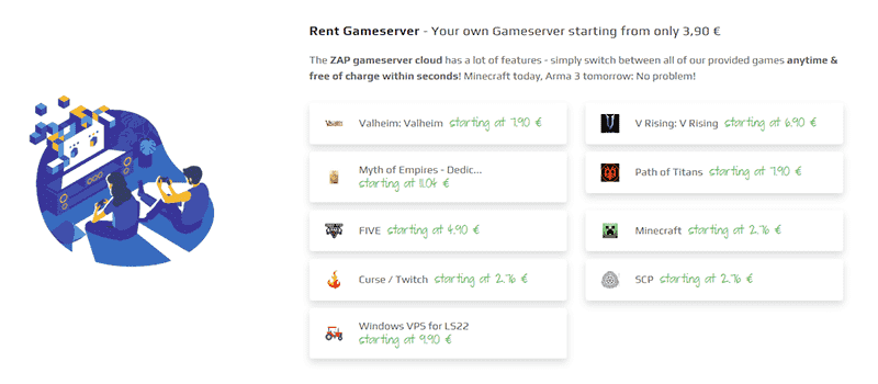 Your cheap Prepaid Gameserver in the Cloud at ZAP Hosting