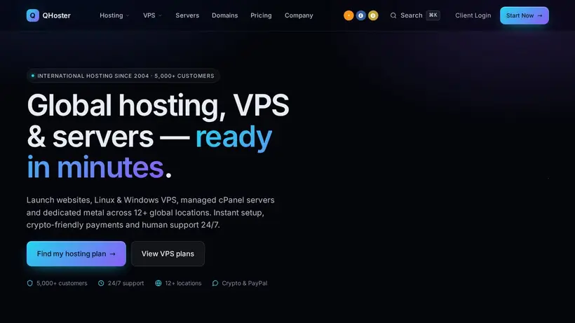 QHoster hosting deals homepage promo codes page screenshot