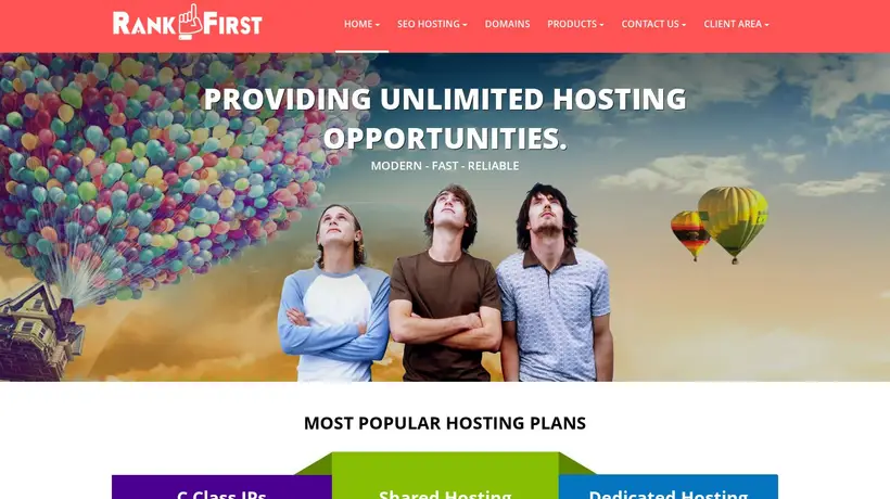 RankFirstHosting hosting deals pricing plans and promo codes screenshot