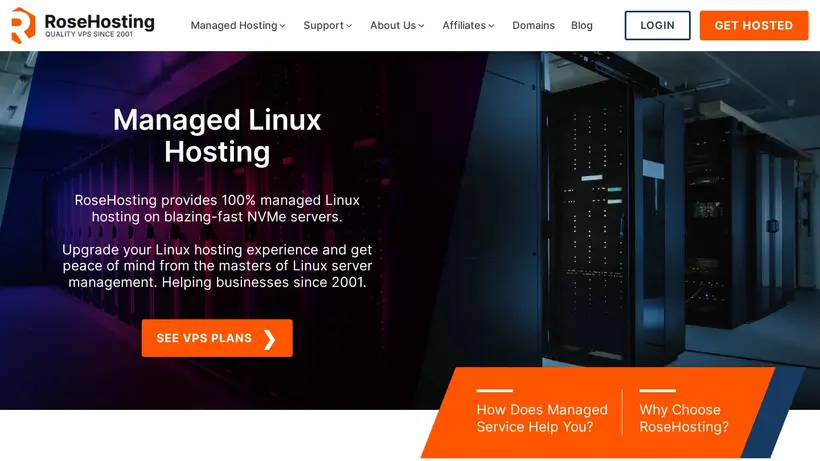 RoseHosting hosting deals homepage promo codes page screenshot