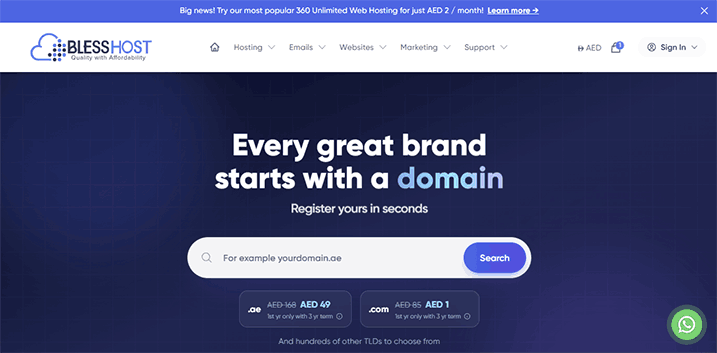 Blesshost - Every great brand starts with a domain