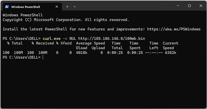 Check the file download speed from hostdare