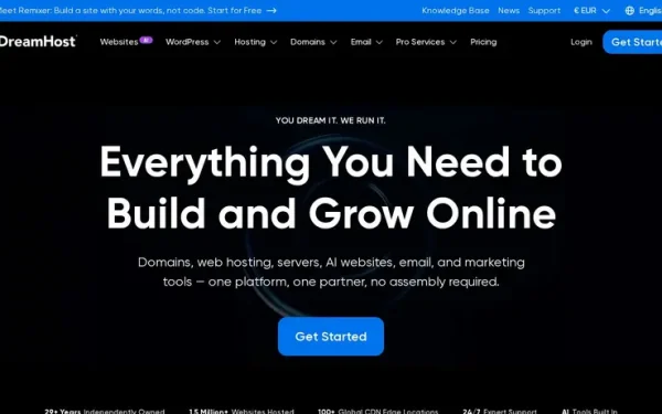 DreamHost homepage screenshot