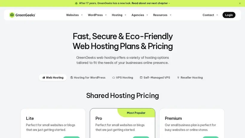 GreenGeeks hosting deals pricing plans and promo codes screenshot