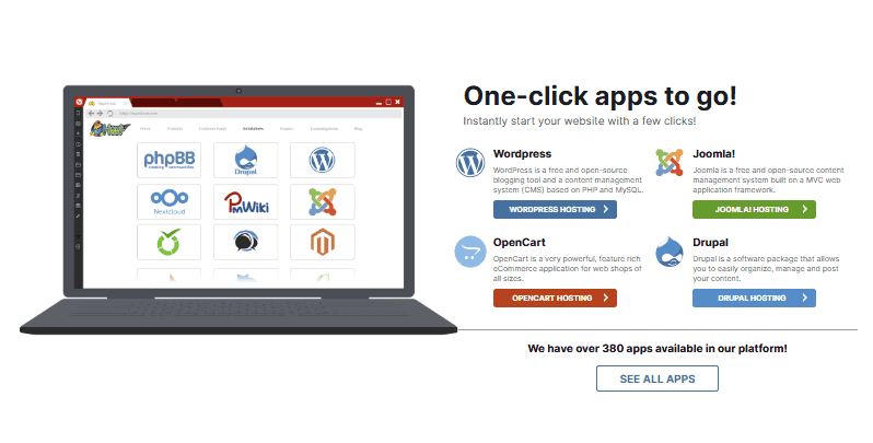 hawkhost One-click apps to go! Instantly start your website with a few clicks
