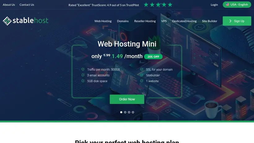 StableHost hosting deals homepage promo codes page screenshot