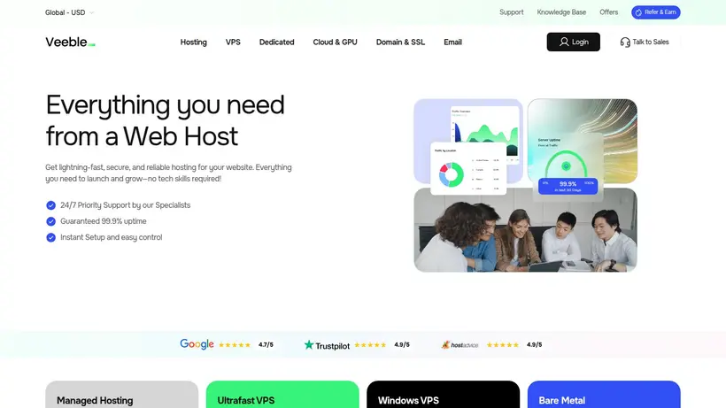 Veeble hosting deals homepage promo codes page screenshot