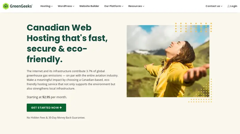 GreenGeeks.ca hosting deals homepage promo codes page screenshot