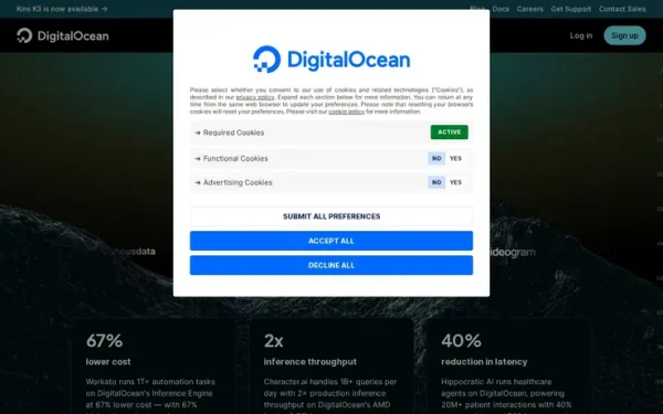 DigitalOcean homepage screenshot