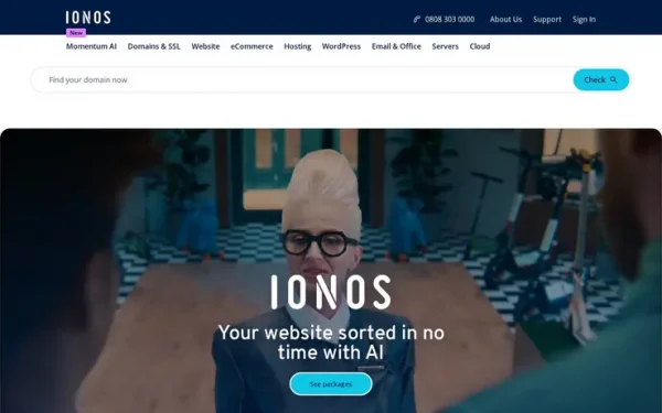 ionos.co.uk homepage screenshot