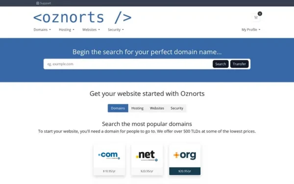 Oznorts homepage screenshot